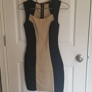 Black and tan bodycon dress